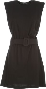 Crew Neck Sleeveless Dress W/belt