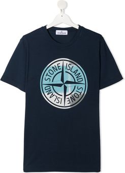 Blue Jersey T-shirt With Logo Print