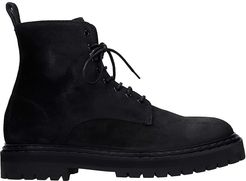 Pstols 002 Combat Boots In Black Suede