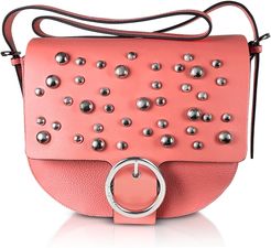 Coral Pink Studded Shoulder Bag
