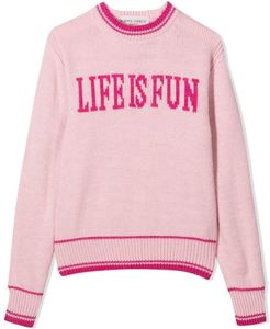 Pink Life Is Fun Intarsia Jumper