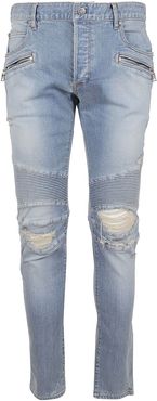 Ribbed Slim Jeans-natural Used Holes
