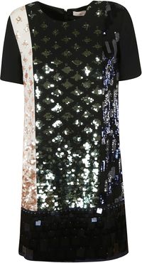 Color-block Sequin T-shirt Dress