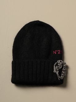 N° 21 Hat N &deg; 21 Wool Hat With Jewel Brooch
