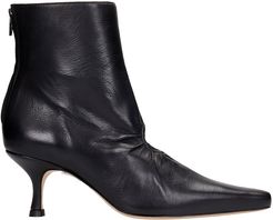 Luna High Heels Ankle Boots In Black Leather