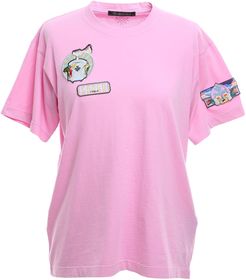 Pink Regular T-shirt With Patches