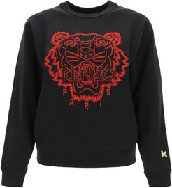 Crewneck Sweatshirt With Tiger Embroidery