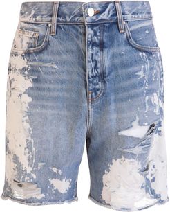Denim Shorts With Distressed Effect