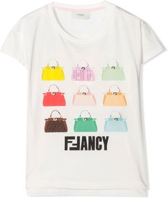 White T-shirt With Multicolor Press