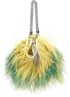 Callie Chain Evening Clutch With Feathers