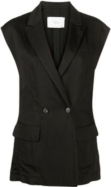 Double-breasted Vest In Modal Blend