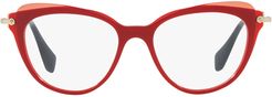 Miu Miu Mu 01qv Red / Top Transparent Red Glasses