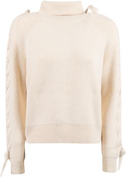 Cable Insert Turtleneck Sweater