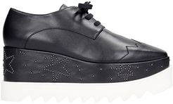 Elyse Lace Up Shoes In Black Faux Leather