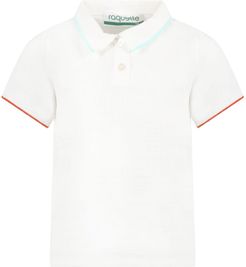 White Polo Shirt For Kids With Logo