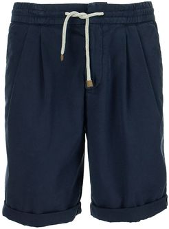 Cotton Bermuda Shorts With Drawstring And Pleats