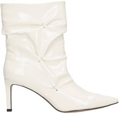 High Heels Ankle Boots In White Patent Leather