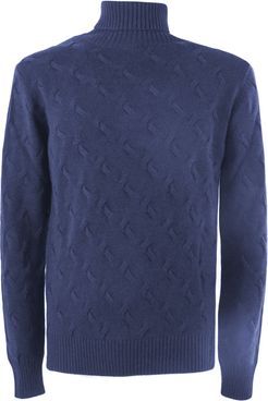 Blue Wool, Silk And Cashemre Sweater