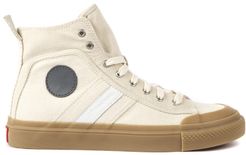 Beige Cotton Canvas High-top Sneakers