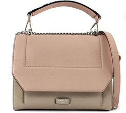 Beige And Pink Leather Shoulder Bag