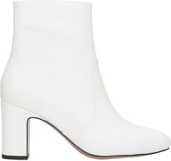 High Heels Ankle Boots In White Leather