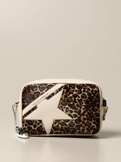 Crossbody Bags Star Golden Goose Bag In Hammered Leather And Animalier Pony