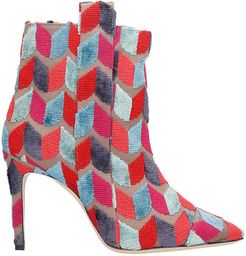 High Heels Ankle Boots In Rose-pink Wool