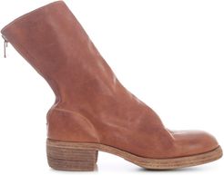 Back Zip Mid Boots Thick Sole Leather