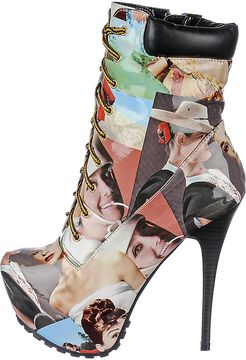 Graphic Ankle High Heel Boot