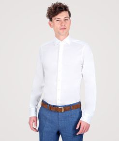Camicia da uomo su misura, Canclini, Cotone Jersey Bianco, Quattro Stagioni | Lanieri