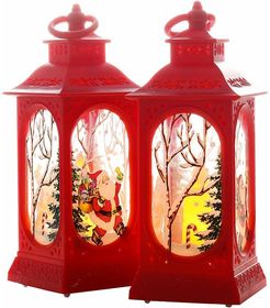2 pezzi di Natale candela lanterna decorativa led candela lampada da tavolo Babbo Natale lanterne appese lanterne senza fiamma candela