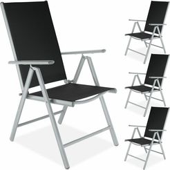 4 sedie da giardino in alluminio - arredo giardino, sedie da esterno, sedie giardino - nero/argento
