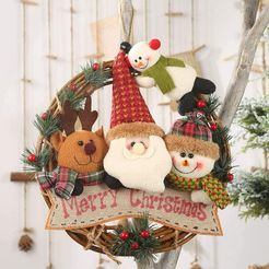 Ghirlanda di Natale Porta d'ingresso Ghirlanda appesa Pupazzo di neve Alce Parete Decorazione natalizia Decorazione per finestra appesa Soggiorno