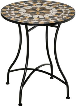 Tavolo da Giardino Rotondo in Metallo e Mosaico per Esterno e Interno, Ф60x71cm, Nero - Outsunny
