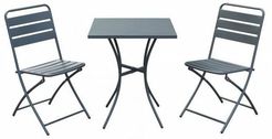 Set tavolo con 2 sedie da esterno pieghevoli in metallo antracite Trosit - Fredi