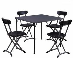 Set tavolo con 4 sedie pieghevoli da esterno in metallo antracite Recoa - Fredi