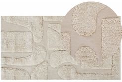 Tappeto Beige di Cotone fatto a mano morbido con motivo astratto 80 x 150 cm - Beige