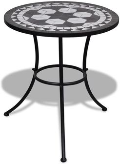 Tavolo da Bistrot Nero e Bianco 60 cm a Mosaico Nero