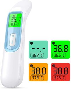 Termometro frontale per adulti, termometro a infrarossi senza contatto Termometro medico per fronte e orecchio con allarme febbre, lettura rapida,