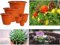 Vaso tondo vulcano fiori piante giardinaggio fioriere vasi plastica varie misure diametro: 35 cm