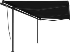 Tenda da Sole Retrattile Manuale con Pali 6x3 m Antracite - Antracite - Vidaxl