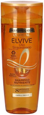L'Oréal Paris Shampoo Elvive Olio Straordinario, Azione Nutriente per Capelli Secchi, 400 ml