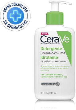 Detergente crema-schiuma idratante Deterge ed Idrata. Con 3 ceramidi essenziali, acido ialuronico e tecnologia MVE 236 ml