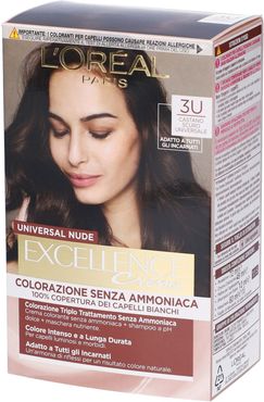 L’Oréal Paris Colorazione Permanente Excellence Universal Nude, Senza Ammoniaca, Con Riflesso Universale, Adatto a Tutti gli Incarnati, Colore Intenso a Lunga Tenuta, Castano Scuro 3u