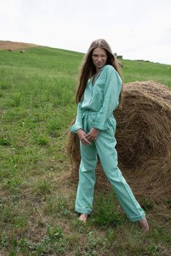 Joyful Green Long Pajama Set