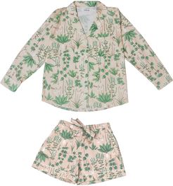 Pink Circe's Garden Pajama Set With Shorts