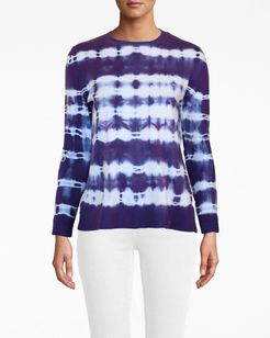 Nicole Miller Watercolor Tie Dye Crew Neck Sweater In Watercolor Tie Dye | Spandex/Cotton/Nylon | Size Extra Large