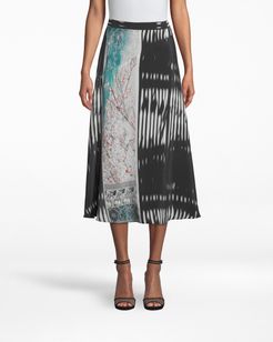 Nicole Miller Shoji Stripe Skirt In Shoji Stripe | Silk/Viscose | Size Extra Large