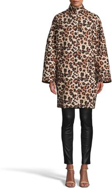 Nicole Miller Leopard Print Wool Cocoon Coat In Leopard | Cashmere | Size Extra Large