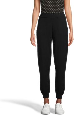 Nicole Miller Cashmere Jogger Pants In Navy Blue | Size Extra Large